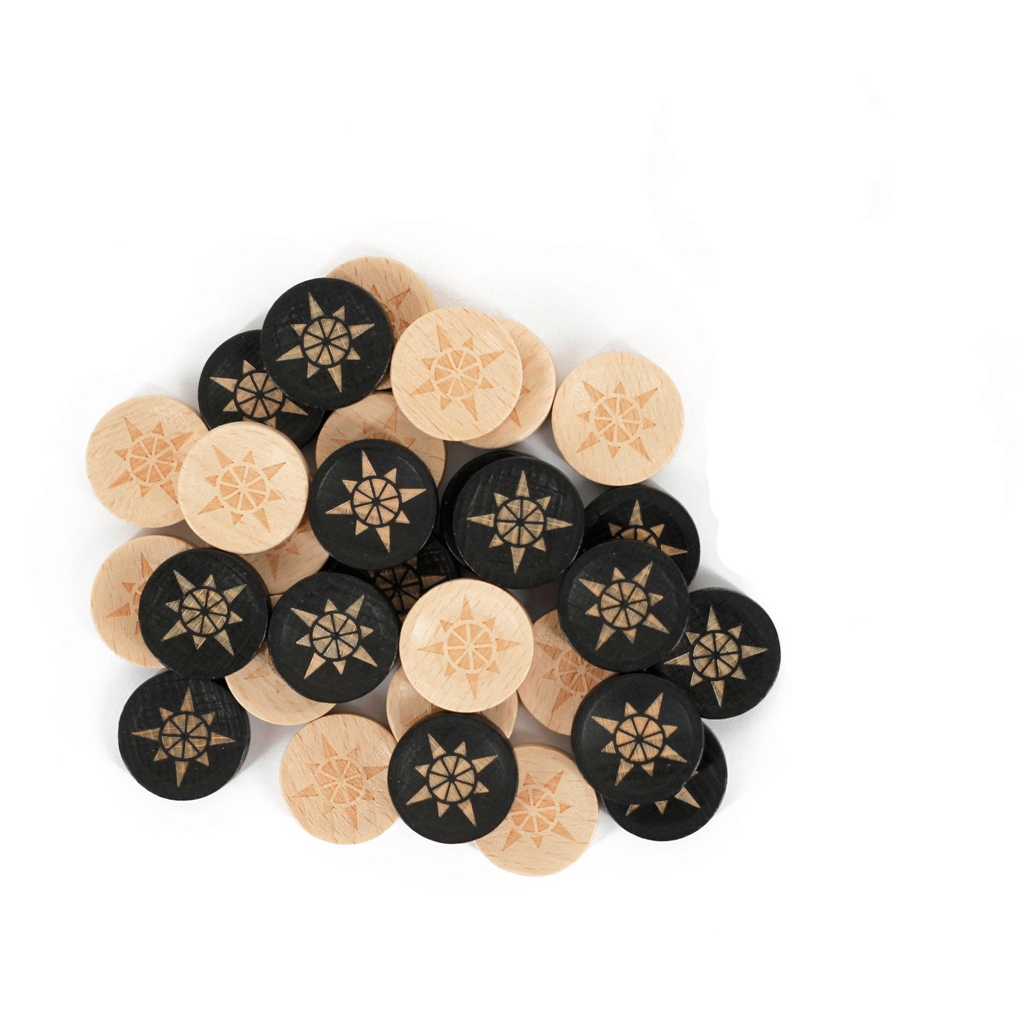 Backgammon Spielsteine aus Holz - Set mit Würfeln