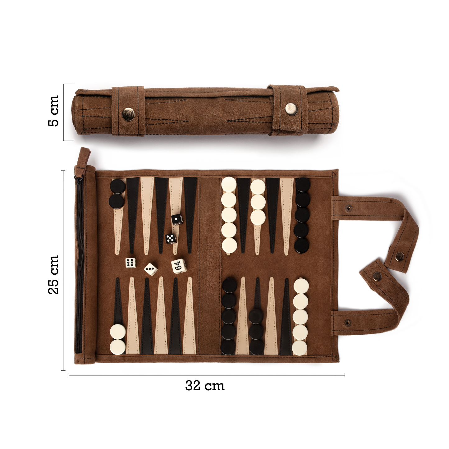 SONDERGUT - Reise Backgammon zum Ausrollen - Farbe: MOCCA