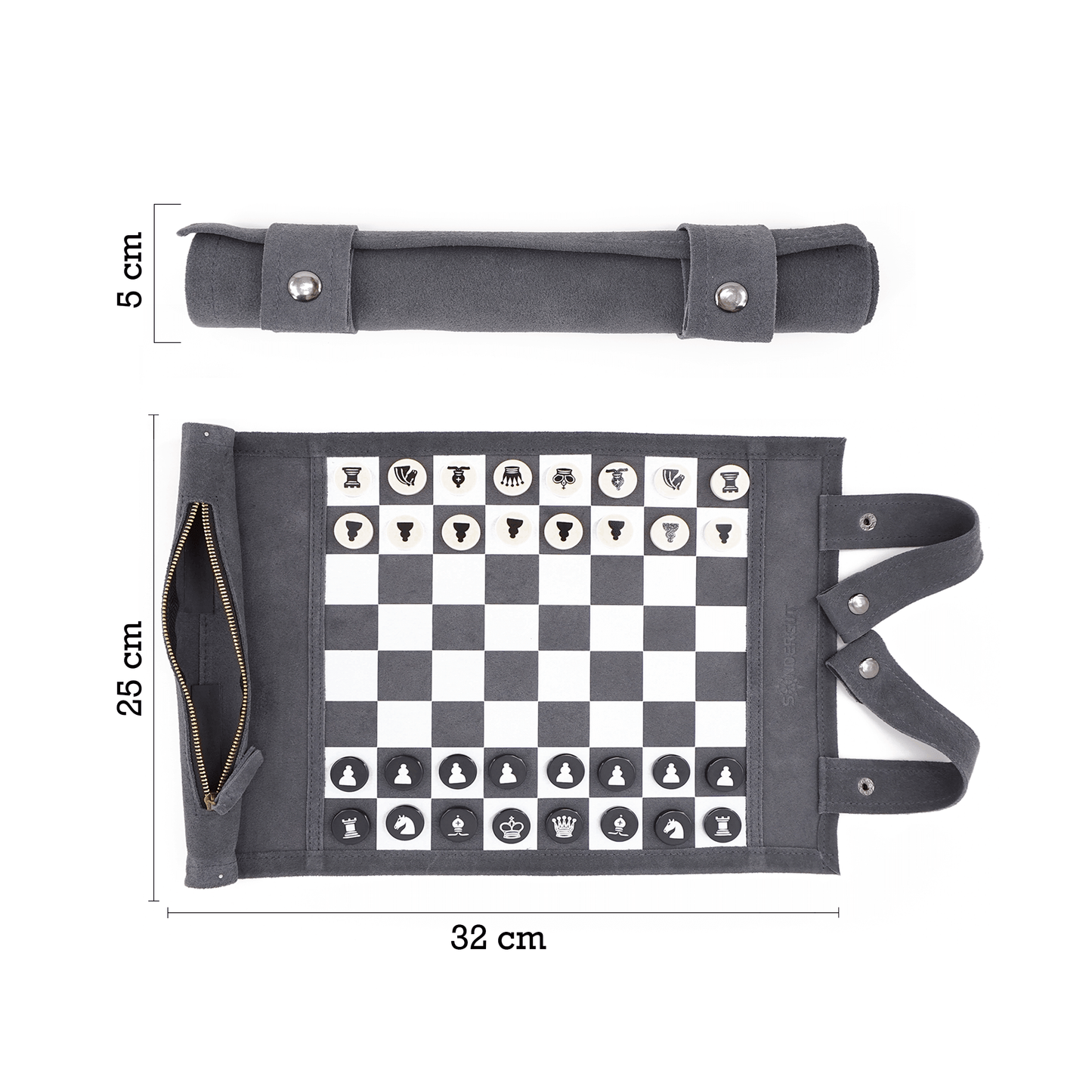 SONDERGUT - Reise Schach & Dame - Farbe: GRAU
