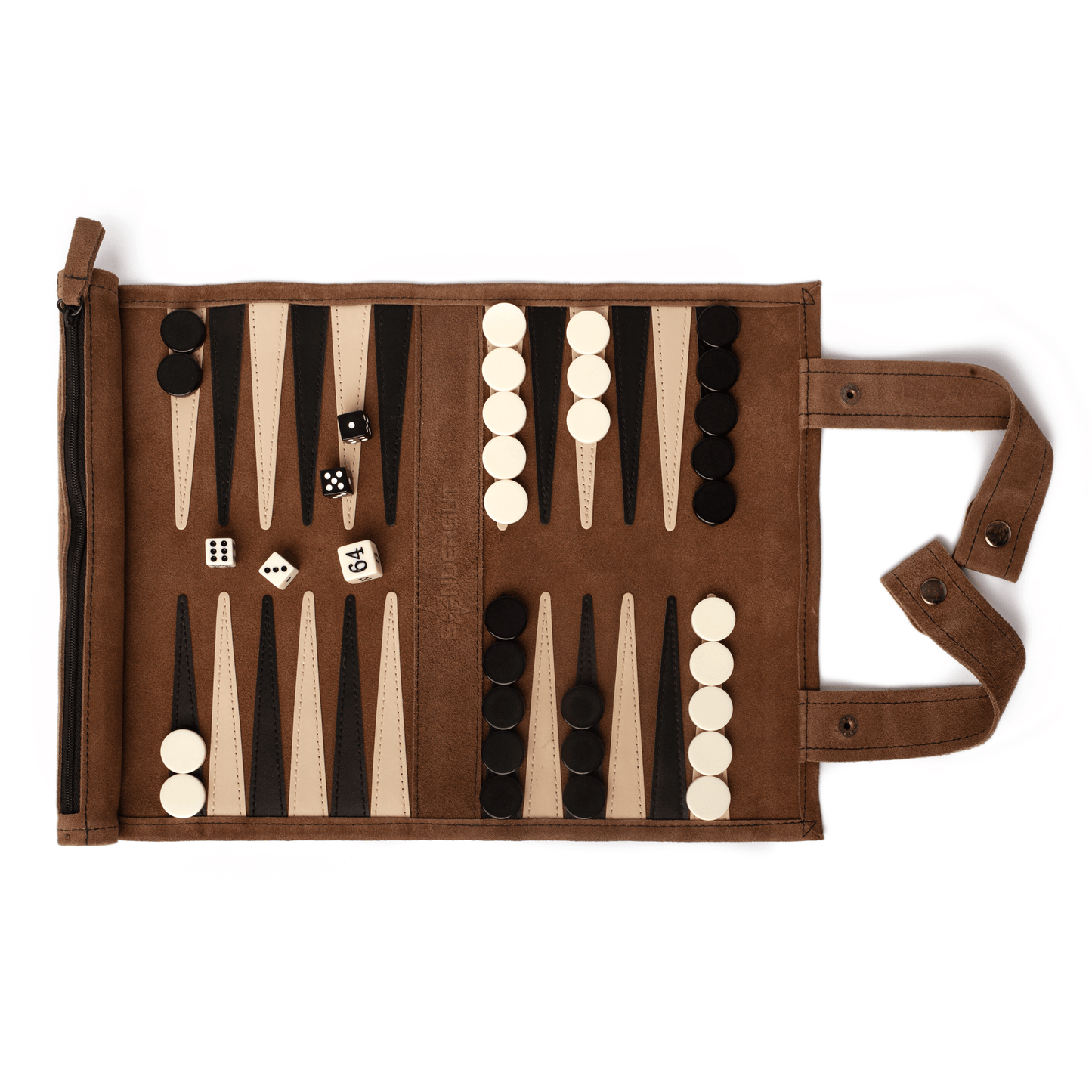 SONDERGUT - Reise Backgammon zum Ausrollen - Farbe: MOCCA