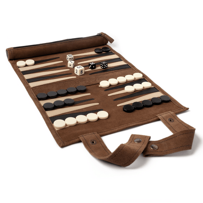 SONDERGUT - Reise Backgammon zum Ausrollen - Farbe: MOCCA