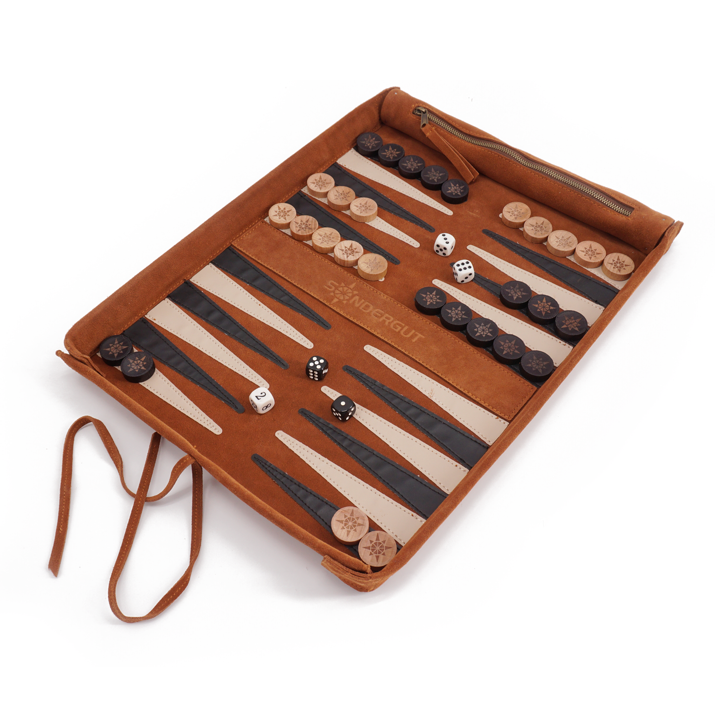 SONDERGUT - Reise Backgammon Deluxe - Farbe: COGNAC