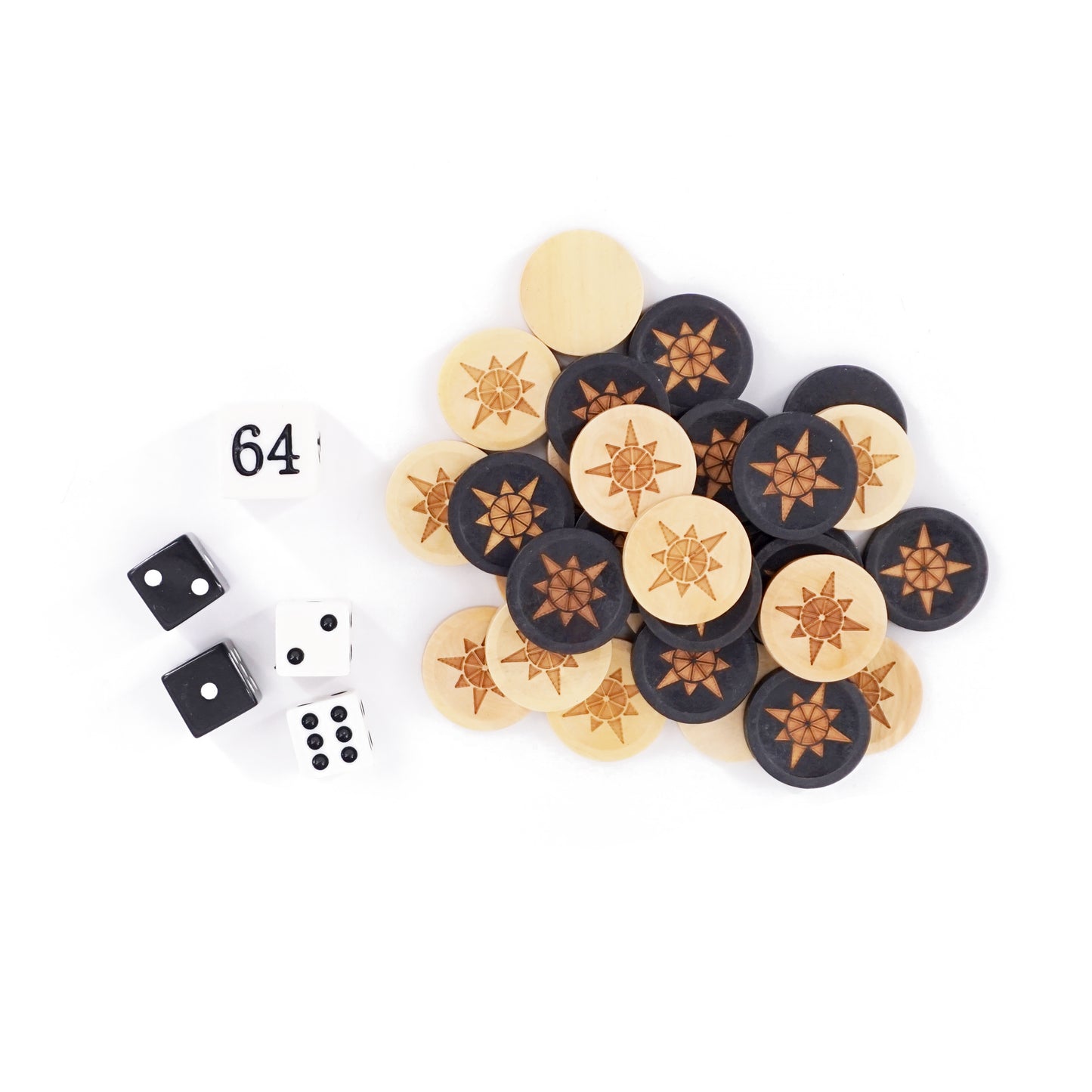 SONDERGUT - Backgammon Spielsteine Set aus HOLZ - Ersatzsteine 20 mm