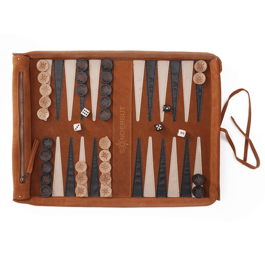 SONDERGUT - Reise Backgammon Deluxe - Farbe: COGNAC