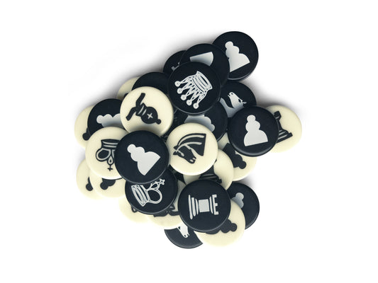 SONDERGUT - Schach & Dame Spielsteine Set aus MELAMIN-voll ausgemalt